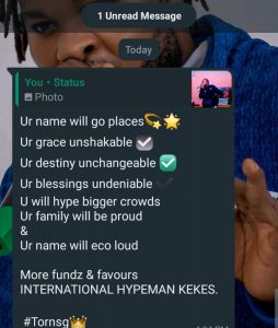 Top fan prays for International Hypeman Kekes